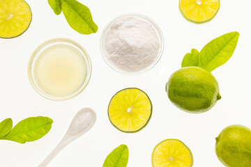 Lemon lime juice with baking soda - Citrus latifolia.