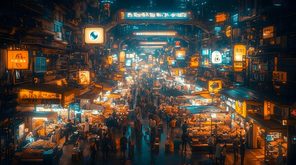 Cyberpunk City Street Illustration