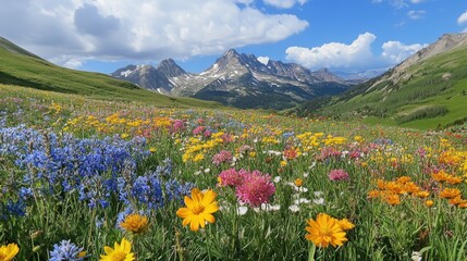 Obraz premium Wildflower meadow bursting with varied colors and textures