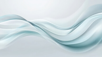 Obraz premium A clean, minimalist abstract banner with soft gradient waves in silver and light blue, creating a polished and professional corporate design.