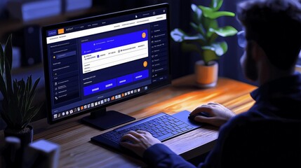 Entrepreneur configuring online payment system technology tools business setup. AI generated