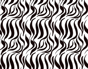 Fototapeta premium Hand draw zebra pattern in paint brush. Textile print pattern.