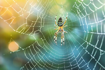A spider spinning its web, its delicate silk creating an intricate and mesmerizing structure
