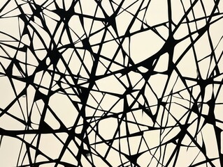 Fototapeta premium Abstract Black and White Line Art with Irregular Geometric Shapes