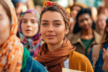 Fototapeta premium women in traditional clothing, march of latin women for international human rights day