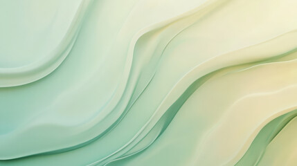 A gradient background flowing from mint green to pale yellow, with fluid, wavy lines moving gently across the canvas. The dynamic motion creates a soothing, refreshing texture.