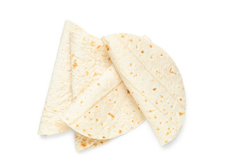 Double folded thin lavash on white background