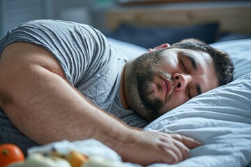 Obese man sleeping