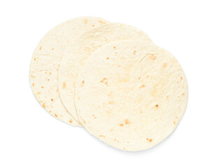 Tasty thin lavash on white background