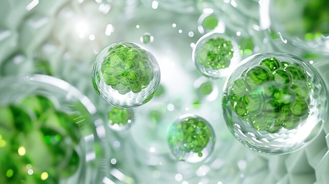 Mesmerizing Microscopic Exosomes in Vivid Green Three Dimensional Cellular Structures