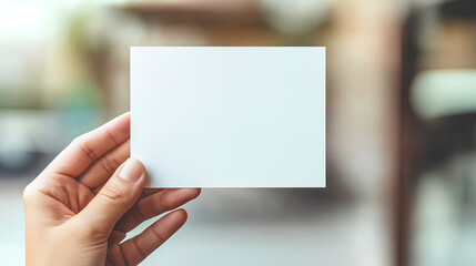 Hand holding blank white flyer brochure booklet in hand 