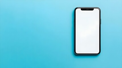 A isolated smartphone on a vibrant blue background, ideal for showcasing apps, technology, or mobile communication concepts.