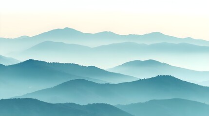 Obraz premium A serene landscape showcasing layered mountains in gentle hues, creating a tranquil and peaceful atmosphere.