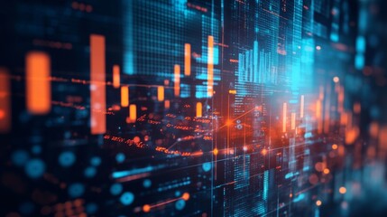 Obraz premium Close-up of dynamic digital data chart in futuristic design