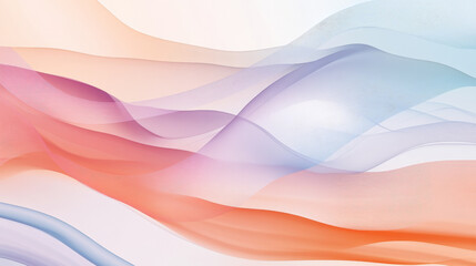 Obraz premium A modern abstract design featuring sharp geometrical shapes in pastel peach, lavender, and light blue, paired with smooth wavy lines for a contemporary look.