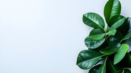 Lush green leaves adorn a minimalistic background, perfect for nature-themed designs and wellness concepts.