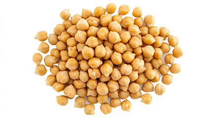 Heap of preserved chickpeas isolated on white background