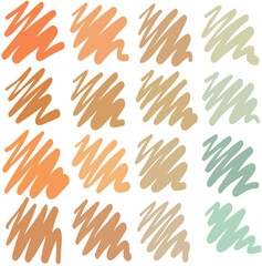 Fototapeta premium a palette of colored vector strokes. bright gradient vector graphics. autumn tones. Isolated background