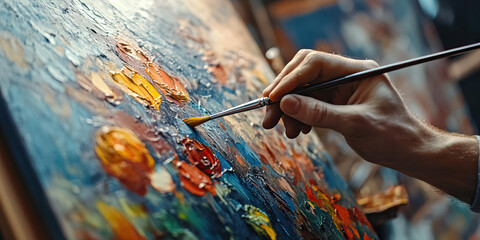 Meticulous Creation: An artist painstakingly painting a realistic still life in a sunlit studio.