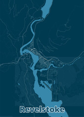 Revelstoke, British Columbia, Canada artistic blueprint map poster