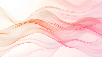 Fototapeta premium A soft gradient background transitioning from pastel pink to peach, with wavy lines gently undulating across the image. The dynamic motion creates a calming, rhythmic flow.