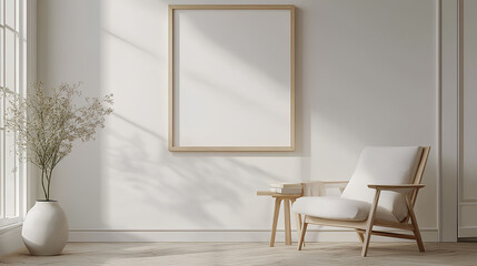 Fototapeta premium Mock up frame in cozy home interior background