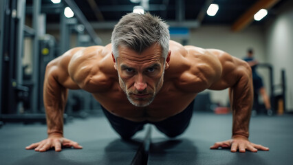 Naklejka na ściany i meble Middle Aged Man Working Out