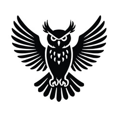 Obraz premium Silhouette Owl Spread Wings