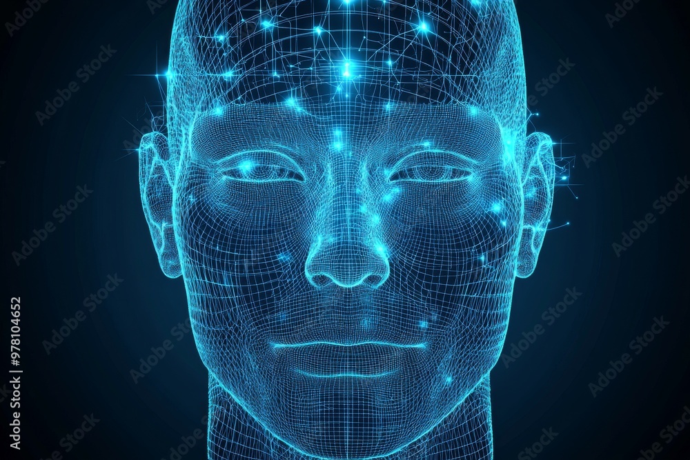 Poster digitally rendered human head with glowing neural connections symbolizing the intricate relationship