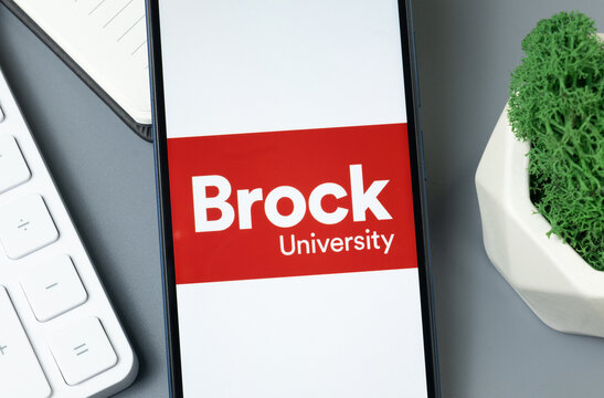 New York, USA - 30 August 2024: Brock University Logo on Phone Screen, Company Icon on Display