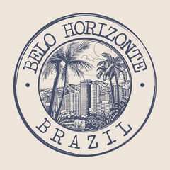 Belo Horizonte, Brazil Stamp City Postmark. Silhouette Postal Passport. Round Vector Icon. Vintage Postage Design.
