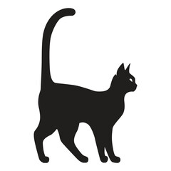This is a simple black and white illustration of a cat silhouette.