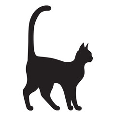 This is a simple black and white illustration of a cat silhouette.