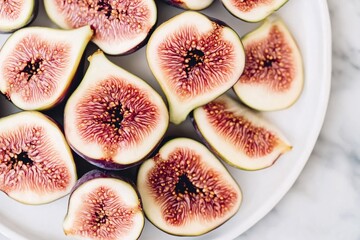 Fresh Figs Sliced on White Plate