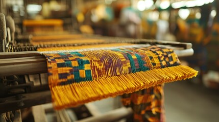 Traditional Kente Cloth Weaving on Loom in Ghanaian Workshop | Cultural Handcraft in West Africa