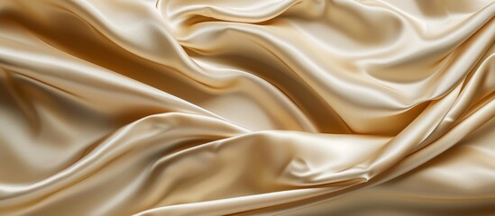 Fototapeta premium Glossy champagne satin fabric draped fluidly