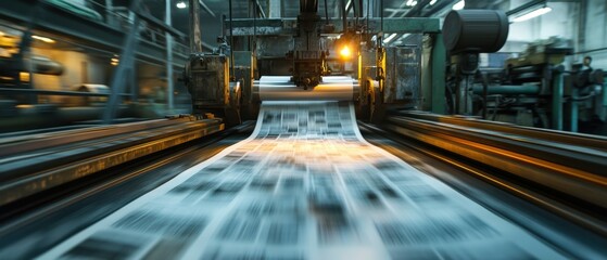 Busy printing press churning out newspapers