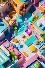 A captivating birds-eye view of a whimsical fantasy world