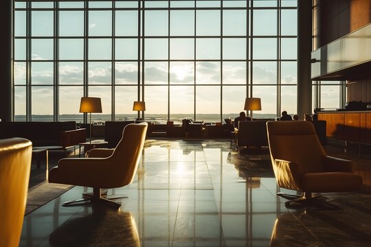 Luxurious Airport Lounge with Plush Seating and Elegant Decor for a Premium Travel Experience