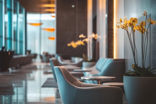 Luxurious Airport Lounge with Plush Seating and Elegant Decor for a Premium Travel Experience
