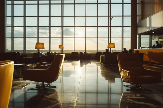 Luxurious Airport Lounge with Plush Seating and Elegant Decor for a Premium Travel Experience