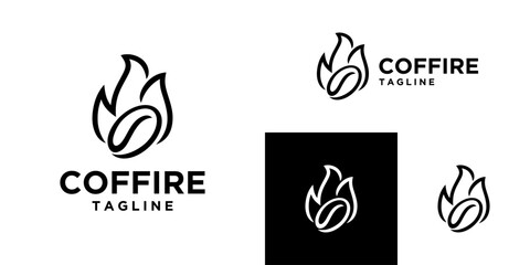 Vector design template of coffee bean logo combination with embers, drink, hot, restaurant, dish. Icon symbol EPS 10.