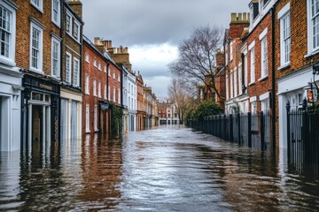 Naklejka premium flood water at city street
