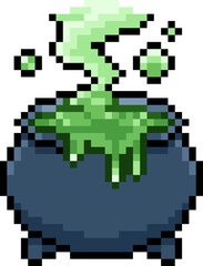 Halloween Cauldron Pixel 8bit Illustration.