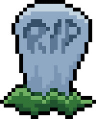 Halloween Gravestone Pixel 8bit Illustration.