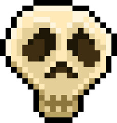 Halloween Skull Pixel 8bit Illustration.
