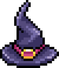 Fototapeta premium Halloween Witch Hat Pixel 8bit Illustration.