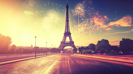  Spectacular Bastille Day Fireworks Display Illuminating the Eiffel Tower in Paris.