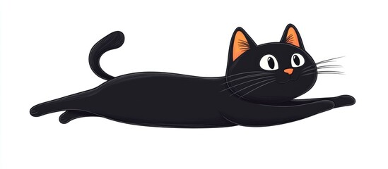 Stylized illustration of a cheerful black cat on a white background Ideal design element for greeting cards or promotional materials