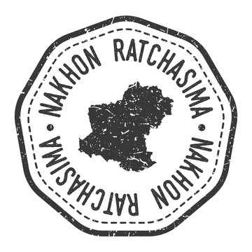 Nakhon Ratchasima, Thailand Map Stamp Retro Postmark. Silhouette Postal Passport. Seal Round Vector Icon. Badge Vintage Postage Design.